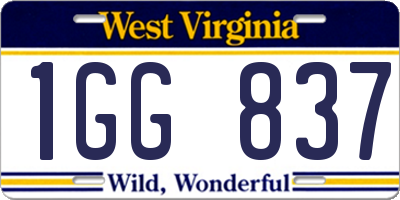 WV license plate 1GG837