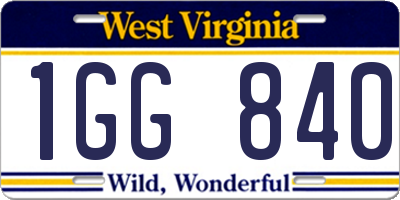 WV license plate 1GG840