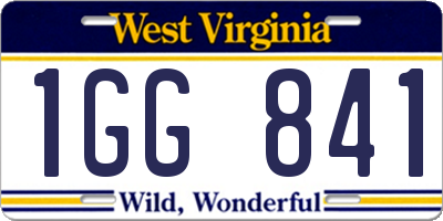 WV license plate 1GG841