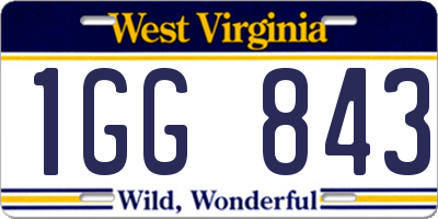 WV license plate 1GG843
