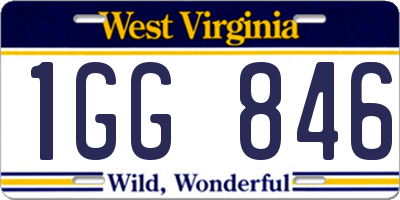 WV license plate 1GG846
