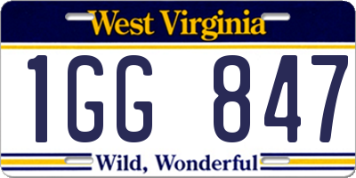 WV license plate 1GG847