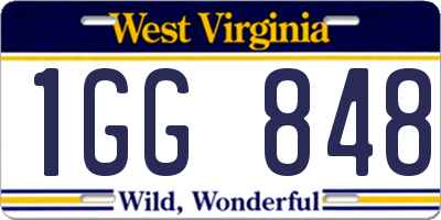 WV license plate 1GG848