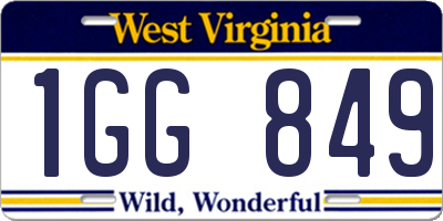 WV license plate 1GG849