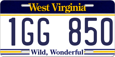 WV license plate 1GG850