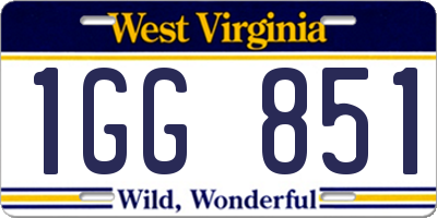 WV license plate 1GG851
