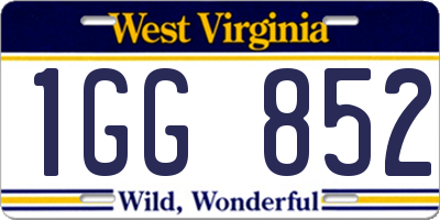 WV license plate 1GG852