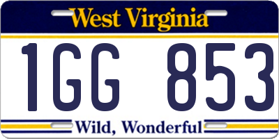 WV license plate 1GG853