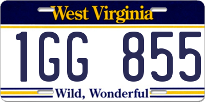 WV license plate 1GG855