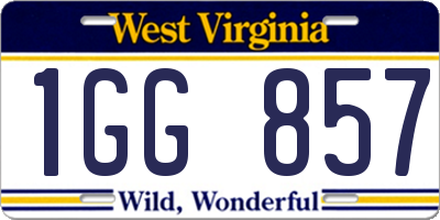 WV license plate 1GG857