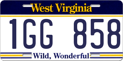 WV license plate 1GG858