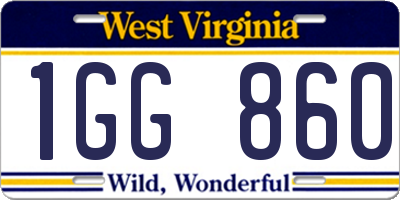 WV license plate 1GG860