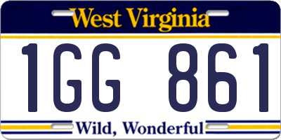 WV license plate 1GG861