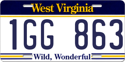 WV license plate 1GG863