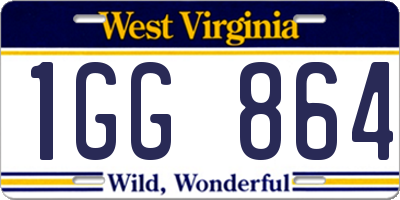 WV license plate 1GG864