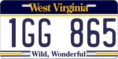 WV license plate 1GG865