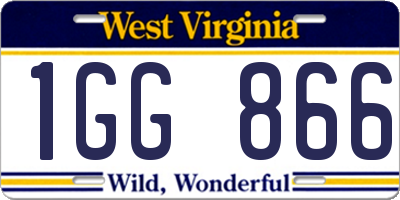 WV license plate 1GG866