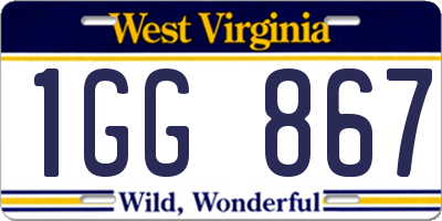 WV license plate 1GG867