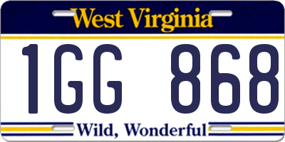 WV license plate 1GG868