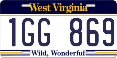 WV license plate 1GG869