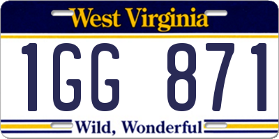WV license plate 1GG871