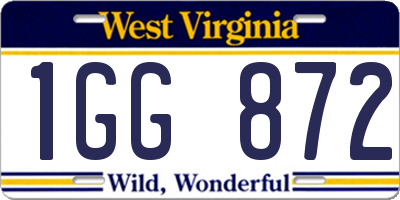 WV license plate 1GG872