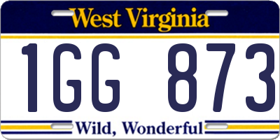 WV license plate 1GG873