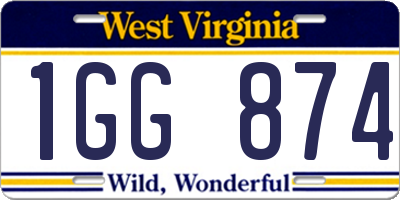 WV license plate 1GG874