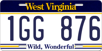 WV license plate 1GG876