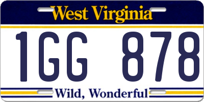 WV license plate 1GG878