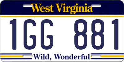 WV license plate 1GG881