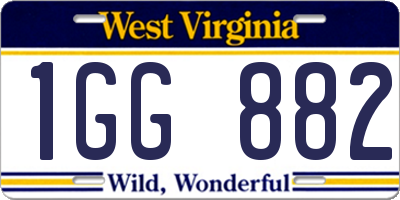 WV license plate 1GG882