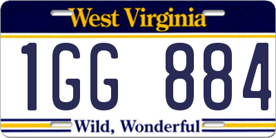 WV license plate 1GG884