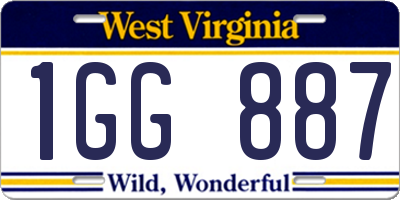 WV license plate 1GG887