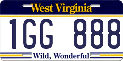 WV license plate 1GG888