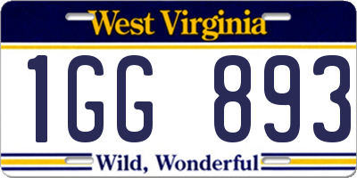 WV license plate 1GG893