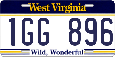WV license plate 1GG896