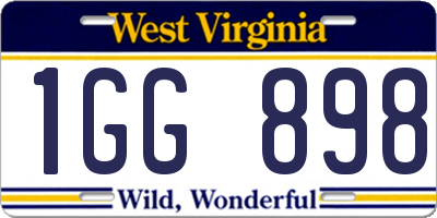 WV license plate 1GG898