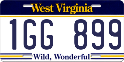 WV license plate 1GG899