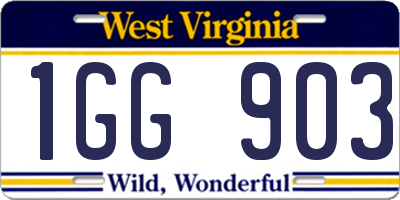 WV license plate 1GG903