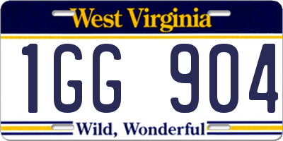 WV license plate 1GG904