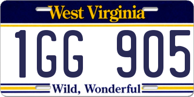 WV license plate 1GG905