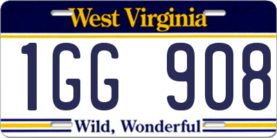 WV license plate 1GG908