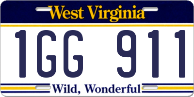 WV license plate 1GG911