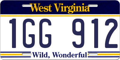 WV license plate 1GG912