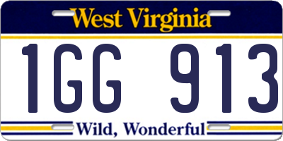 WV license plate 1GG913