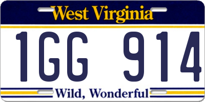 WV license plate 1GG914