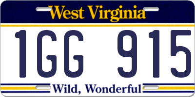 WV license plate 1GG915