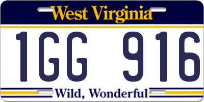 WV license plate 1GG916