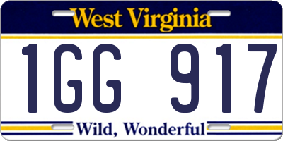 WV license plate 1GG917